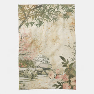 Cherry Blossom Garden Scene (8) Tea Towel