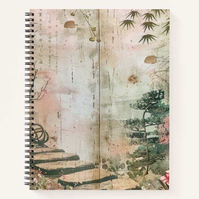 Cherry Blossom Garden Scene (9) Notebook (Front)