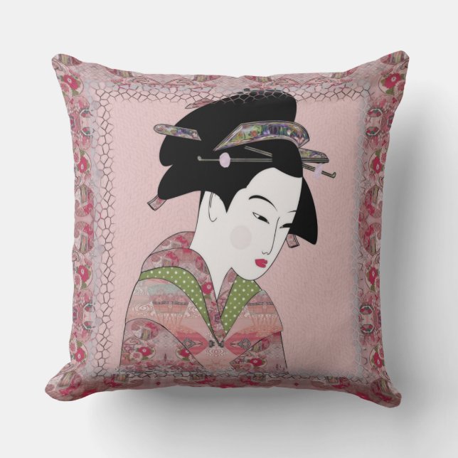 Cherry Blossom Geisha Cushion (Front)