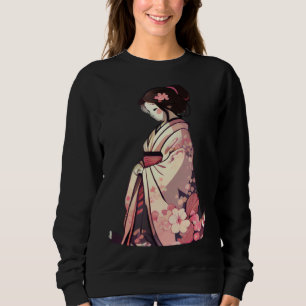 Cherry blossom geisha japanese woman flowers sweatshirt