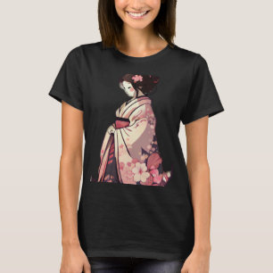 Cherry blossom geisha japanese woman flowers T-Shirt
