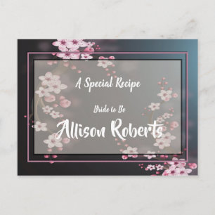 Cherry Blossom Geometric   Bridal Shower Recipe Postcard