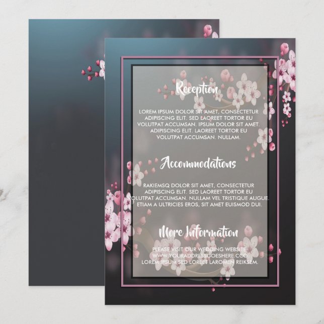 Cherry Blossom Geometric Floral Invitation (Front/Back)