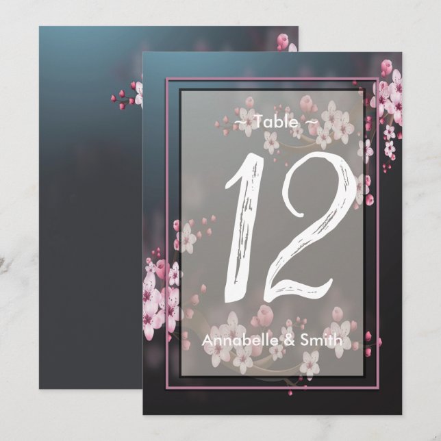 Cherry Blossom Geometric Floral  table number (Front/Back)
