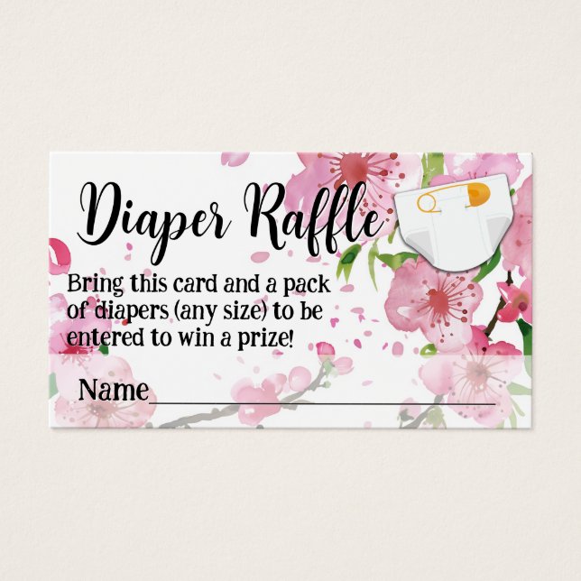 Cherry Blossom Girl Baby Shower Diaper Raffle (Front)
