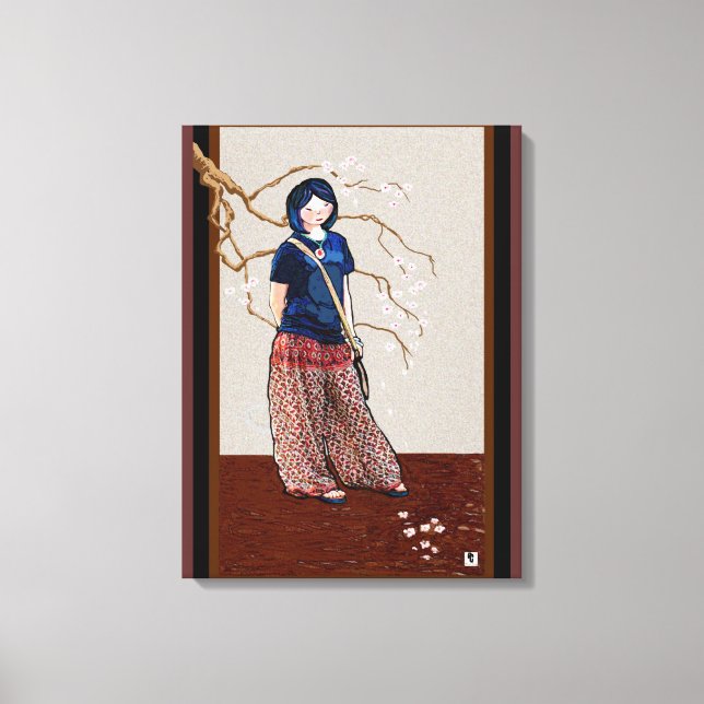 cherry blossom girl brown version canvas print (Front)