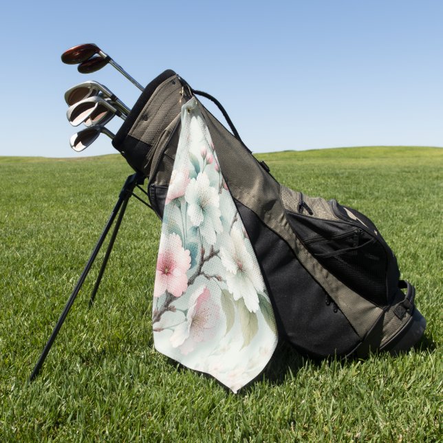 Cherry Blossom Golf Towel (Green)
