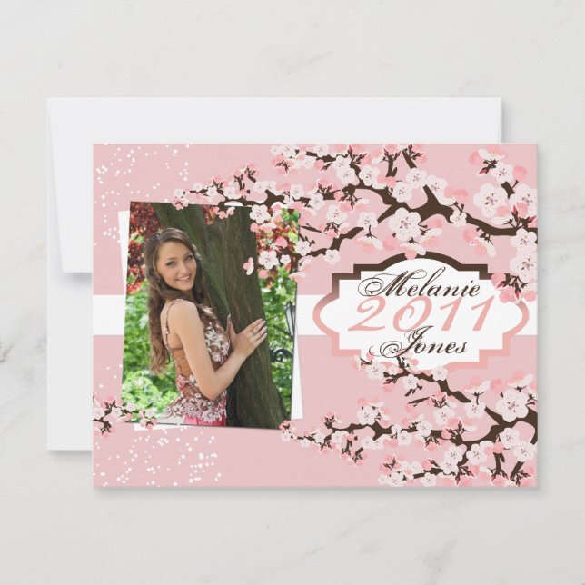 Cherry Blossom Grad Announcement & Invitation (Front)