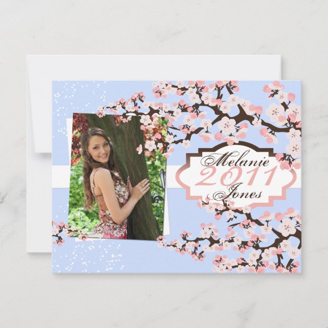 Cherry Blossom Grad Announcement & Invitation (Front)