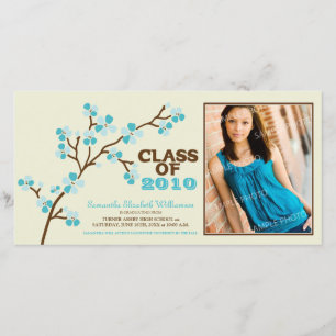 Cherry Blossom Graduation Announcement (aqua)