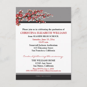 Cherry Blossom Graduation Announcement (black)