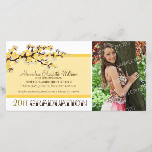 Cherry Blossom Graduation Announcement (yellow)
