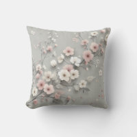 Cherry Blossom Grey Pink Japanese Floral