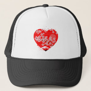 Cherry Blossom Heart Trucker Hat