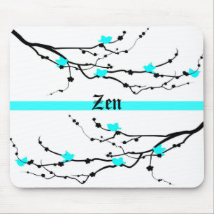 Cherry Blossom in Bright Powder Blue & Zen Mouse Pad
