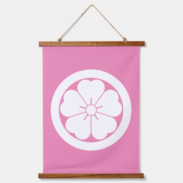 Cherry blossom in circle hanging tapestry (Front)