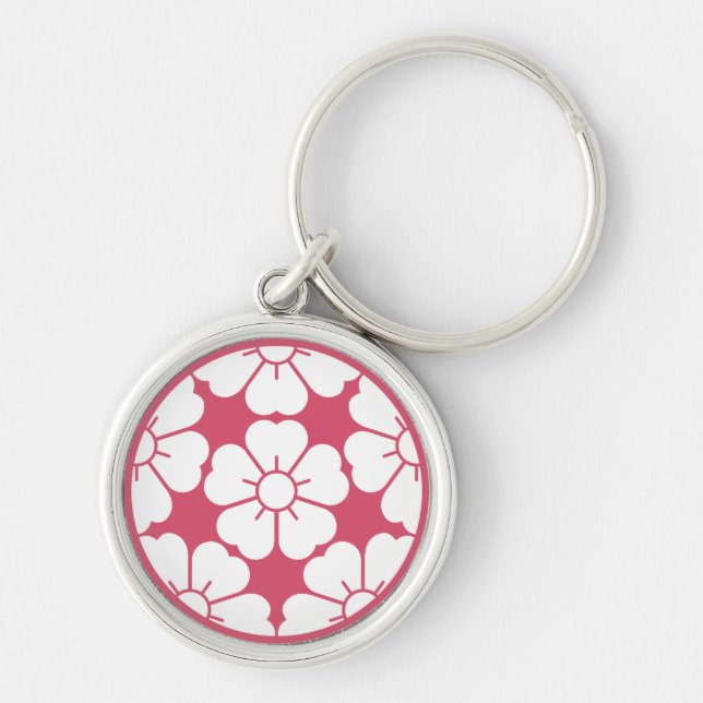 Cherry blossom in Five equal parts cherry blossom Key Ring (Front)
