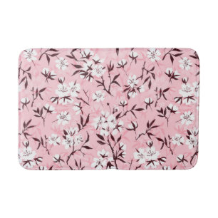Cherry blossom in pink and blue bath mat