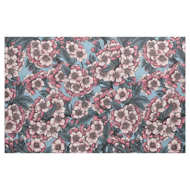 Cherry blossom in pink and blue fabric (Fat Quarter)