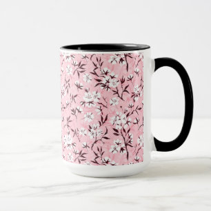Cherry blossom in pink and blue mug