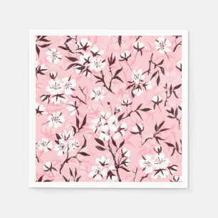 Cherry blossom in pink and blue napkin