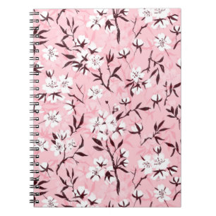 Cherry blossom in pink and blue notebook