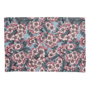 Cherry blossom in pink and blue pillowcase
