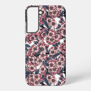 Cherry blossom in pink and blue samsung galaxy case