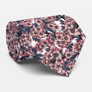 Cherry blossom in pink and blue tie