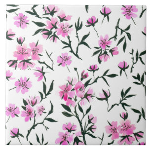 Cherry blossom in pink and blue tile