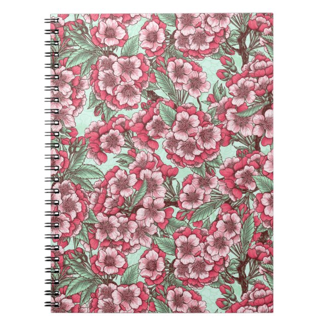 Cherry blossom in pink and mint notebook (Front)