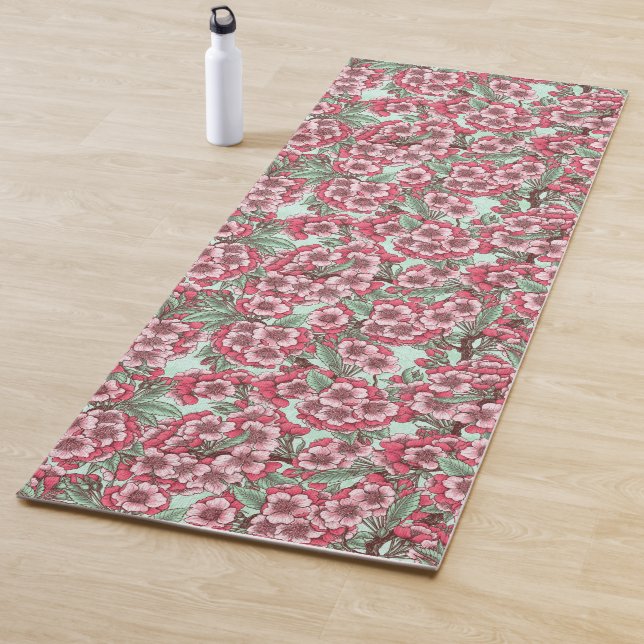 Cherry blossom in pink and mint yoga mat (In Situ)