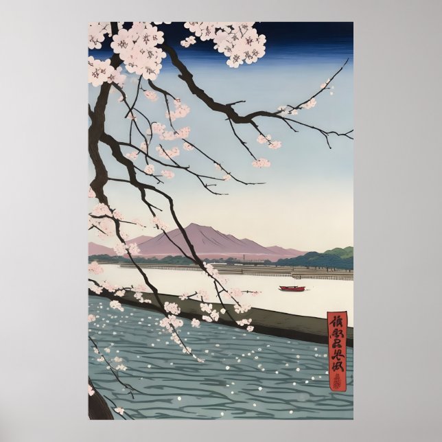 Cherry blossom in the Sumida River Poster (Front)