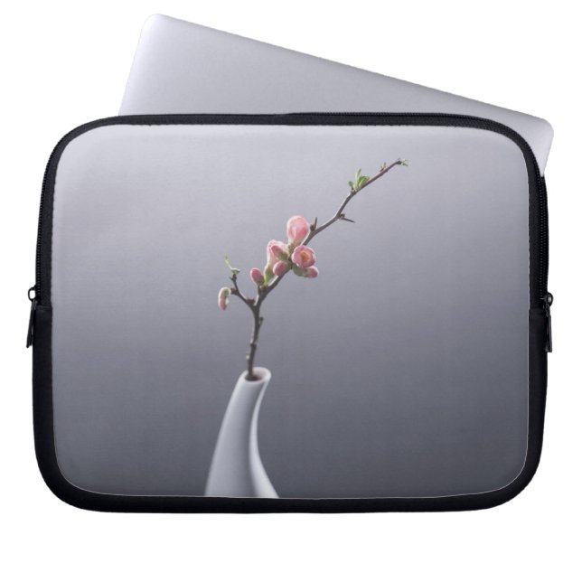 Cherry blossom in vase laptop sleeve (Front)