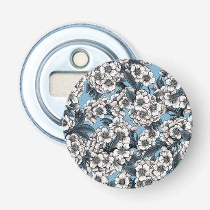 Cherry blossom in white and blue bottle opener