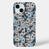 Cherry blossom in white and blue