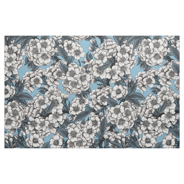 Cherry blossom in white and blue fabric (Fat Quarter)