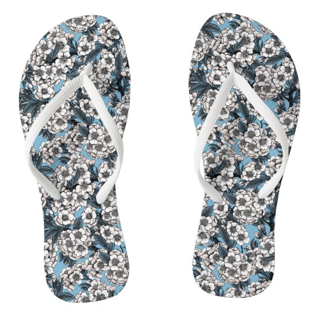 Cherry blossom in white and blue jandals (Footbed)