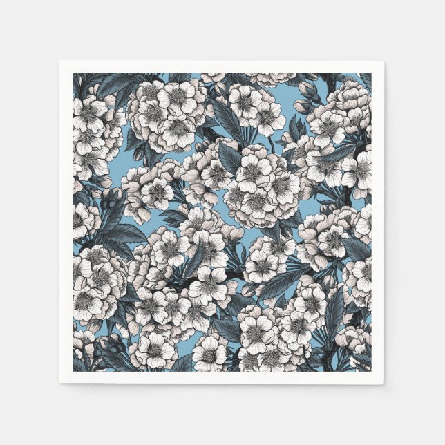 Cherry blossom in white and blue napkin (Front)