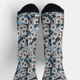 Cherry blossom in white and blue wireless charger  socks