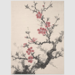 Cherry Blossom Ink Style Decoupage Tissue Paper