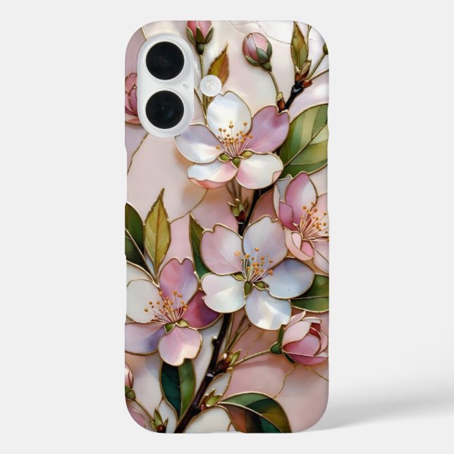 Cherry Blossom iPhone Case Floral Stained Glass (Back)