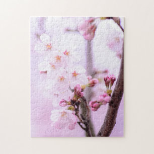 Cherry blossom Japan floral pink pretty unique Jigsaw Puzzle