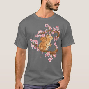 Cherry Blossom Japanese Art Squirrel Lover T-Shirt