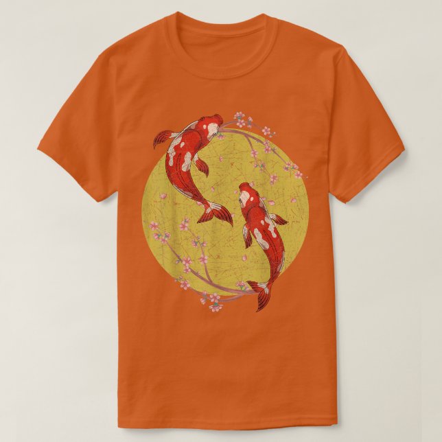 Cherry Blossom Japanese Koi Fish Pond Sakura Koi C T-Shirt (Design Front)