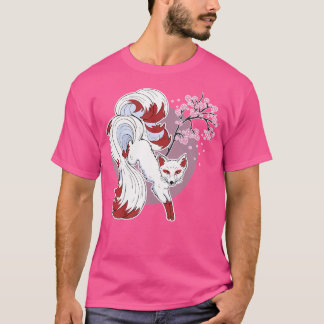 Cherry Blossom Japanese Nine Tailed Fox T-Shirt
