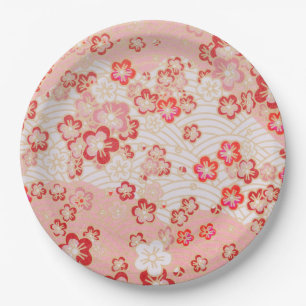 Cherry Blossom Japanese Pattern  Paper Plate
