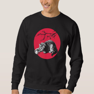 Cherry Blossom Japanese Playing Cat Cute Sweatshirt