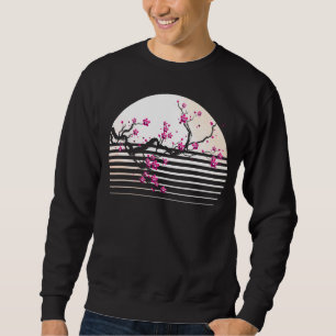 Cherry Blossom Japanese Retro Sunset Sakura Tree Sweatshirt