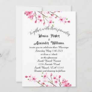 Cherry Blossom Japanese Sakura Pink Wedding Invitation